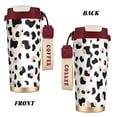 thumbnail image 2 of Stainless Steel Coffee Cup 7.7×2.6×3.5in Tapered Design Nylon Woven Wrist Strap Portable Durable Cup Bottom With Non-Slip Sticker Simple Cow Print Pattern White Background, Pink And White_2, 2 of 8