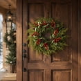 thumbnail image 3 of Cififendec Christmas Door Wreath, 9.84", Evergreen Table Ring Centerpiece for Dining Table Candle Holder Styling & Seasonal Small Tiered Tray Decor Arrangement, 3 of 5