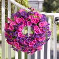 thumbnail image 4 of LLDYYDS Artificial Morning Glory Wreath- 20 inch, Pink and Purple Flowers, Front Door Decoration for Spring and Summer, 4 of 9