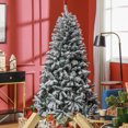 thumbnail image 2 of HOMCOM 6ft Flocked Artificial Christmas Tree with Metal Stand, Hinged Tips, 2 of 10