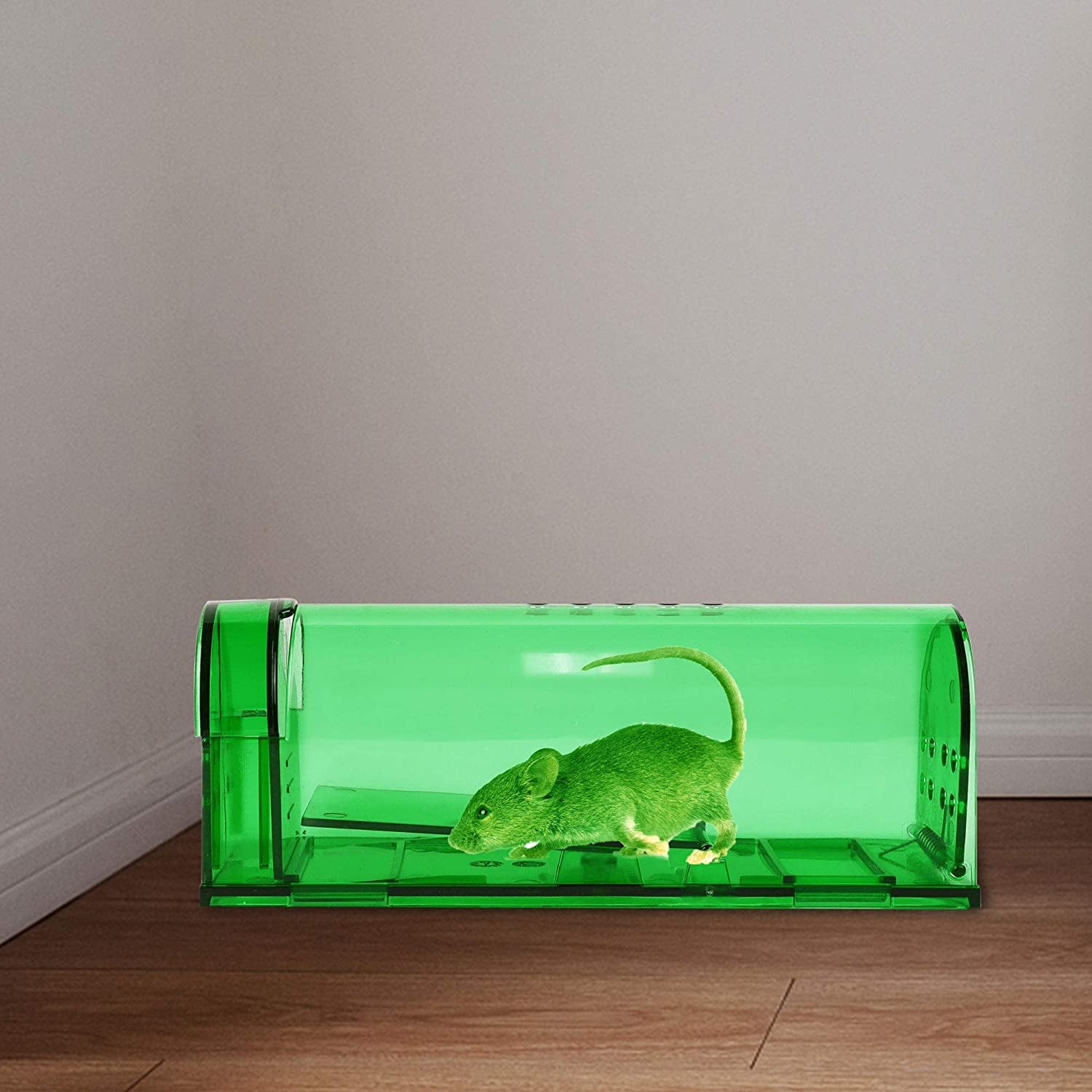 Solid Color Transparent Reusable Home Use Mousetrap Self-locking Rat Cage  Humane Live Mouse Trap For Indoor Outdoor Pest Control