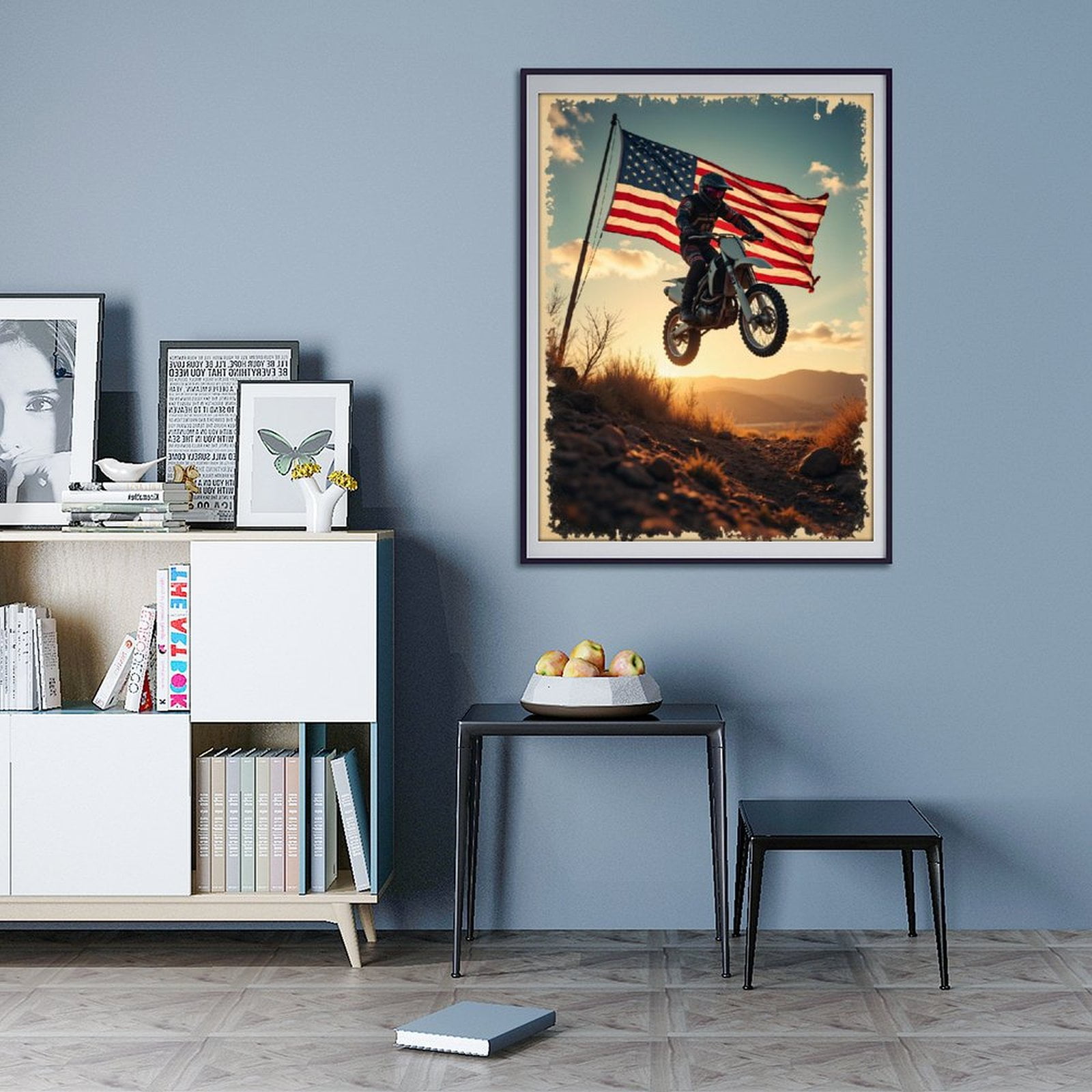 Diamond Art Kit for Adults, Motorcycle Rider Jumping Sunset Diamond Painting for Adults Beginners, DIY Diamond Art Painting Kits, 5D Diamond Painting Crafts for Home Decor 12x16 Frameless