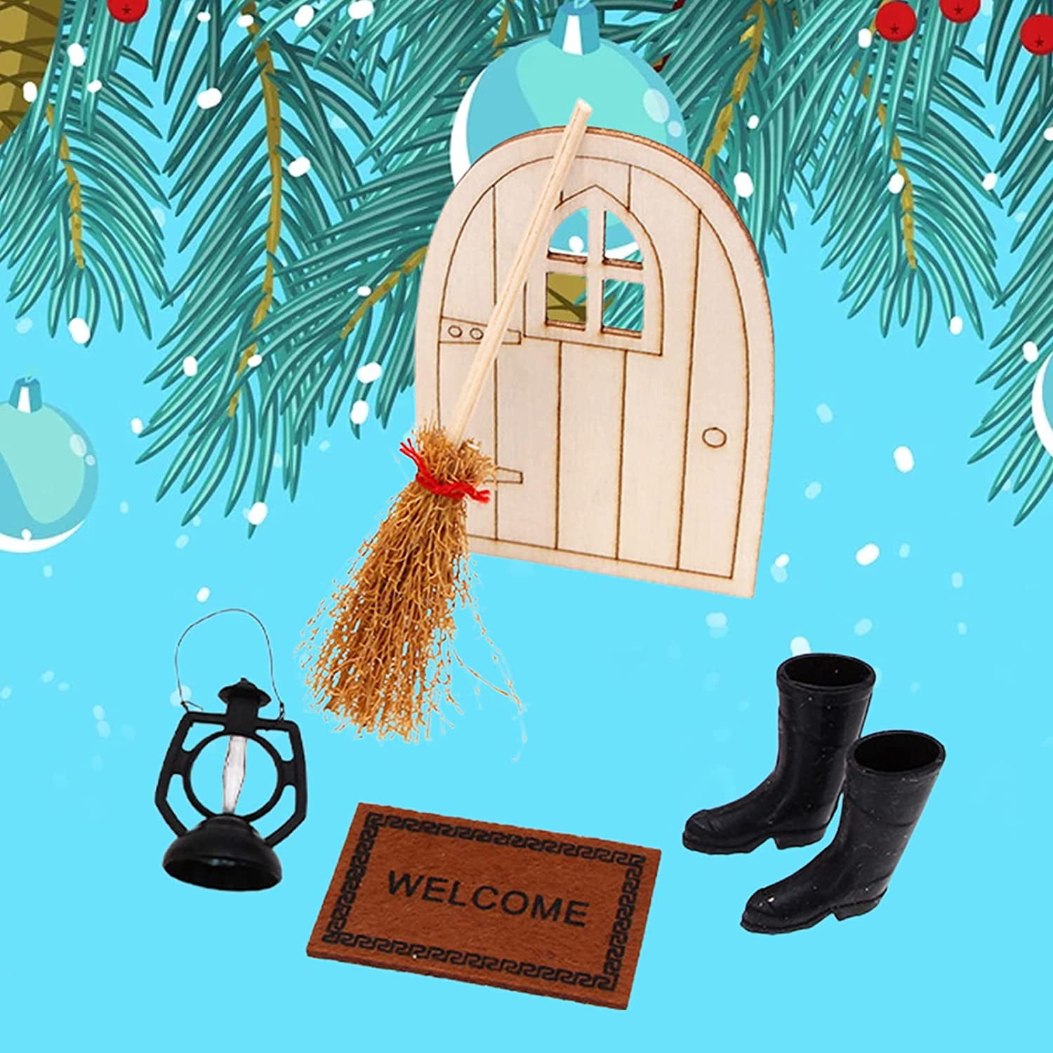 Dollhouse Miniature Christmas Broom with Sleigh Decoration ~ DH4500 