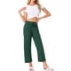 thumbnail image 2 of Pantalones Palazzo de Cintura Alta de Pierna Ancha para Mujer INSPIRE CHIC, con Cinta de Ajuste, Tejido Acanalado, Casual, Cortos, Talla XS, Verde Oscuro, 2 of 5