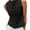 black, variant on Women Sleeveless Ruffle Knit Cardigan Vest Button Down Cropped Tank Top