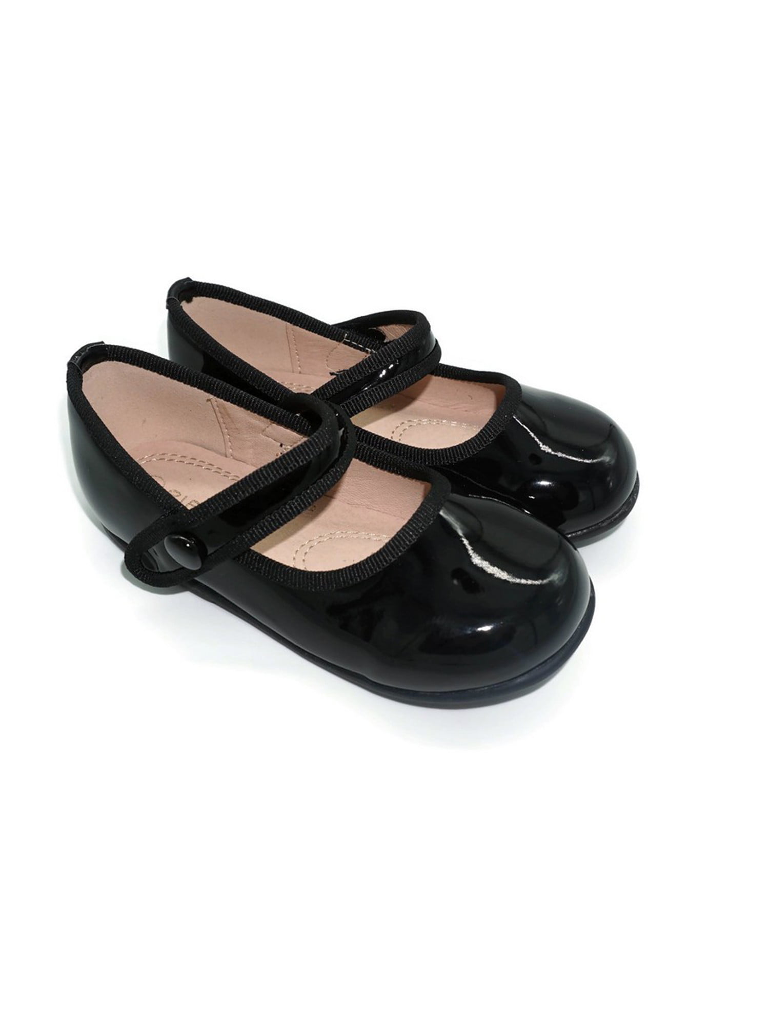 Angel Little Girls Black Patent Grosgrain Bow Mary Jane Shoes 5-7 Toddler 