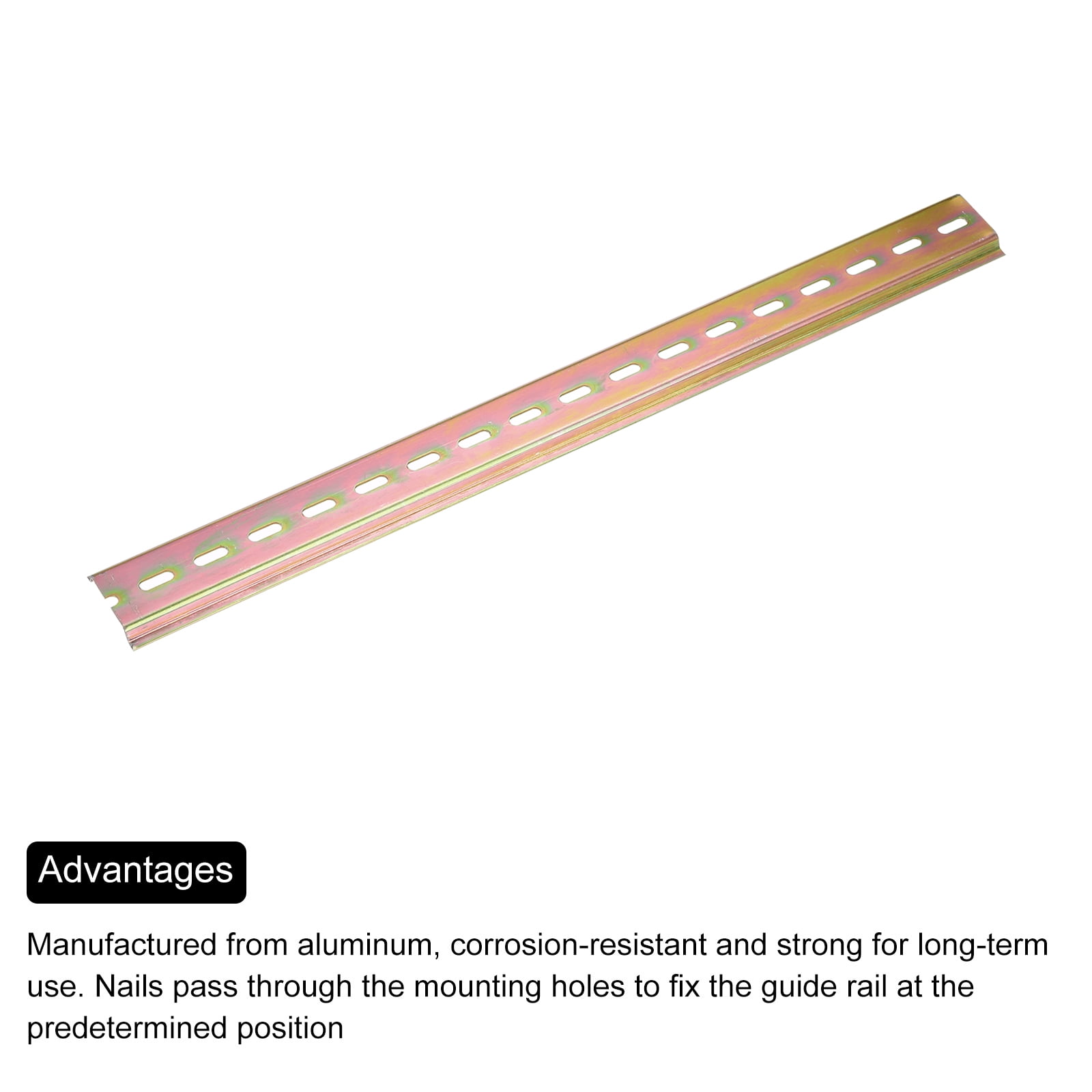 Uxcell 4 Pcs DIN Rail Slotted Iron Mounting Guide Bronze Tone 350mmx35mmx6.5mm