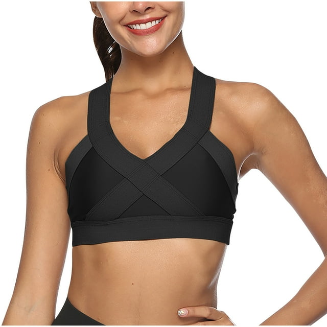 Yuyuzo Sports Bras for Women High Support Seamless Wireless Racerback Running Comfy Active Crop Tank Tops