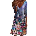 thumbnail image 1 of Vestido de jersey con cuello en V y manga larga estampado a la moda para mujer Fridja yut4417, 1 of 5