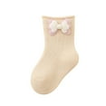 thumbnail image 2 of Spazoro Baby Girls Learning Walking Socks, 100%Cotton Breathable Casual Seamless Toe for No Rub Cute Pattern Short-tube Comfortable Fit Socks for Child Girls Beige Size 1 T, 2 of 3