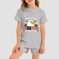 thumbnail image 2 of UngA Fourth of July Boy Girl Outfit Short Sleeve American Flag 250th Anniversary Shirts + Print Shorts Toddler Kids Independence Day Clothes Sets (Grey,11-12 Years), 2 of 7