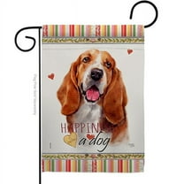 Breeze Decor G160149-BO 13 x 18.5 in. Dog Basset Hound Happiness Double-Sided Decorative Vertical Garden Flag