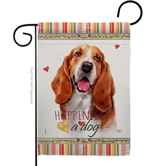 Breeze Decor G160149-BO 13 x 18.5 in. Dog Basset Hound Happiness Double-Sided Decorative Vertical Garden Flag