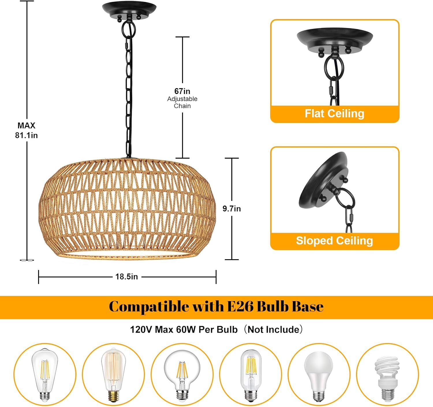 Nordic Hygge 19" Rattan Chandeliers