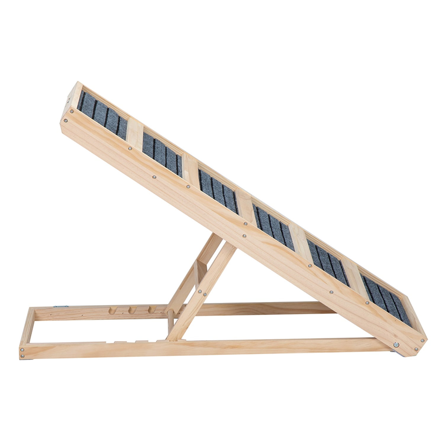 Pefilos Wood Folding Dog Ramp with Non Slip Rubber Surface and 5 Plank for Small, Medium Dogs Up, 16" to 24" Height Adjustable Pet Ramp for Bed Couch Car, Beige Pefilos Wood Folding Dog Ramp with Non Slip Rubber Surface and 5 Plank for Small, Medium Dogs Up, 16" to 24" Height Adjustable Pet Ramp for Bed Couch Car, Beige