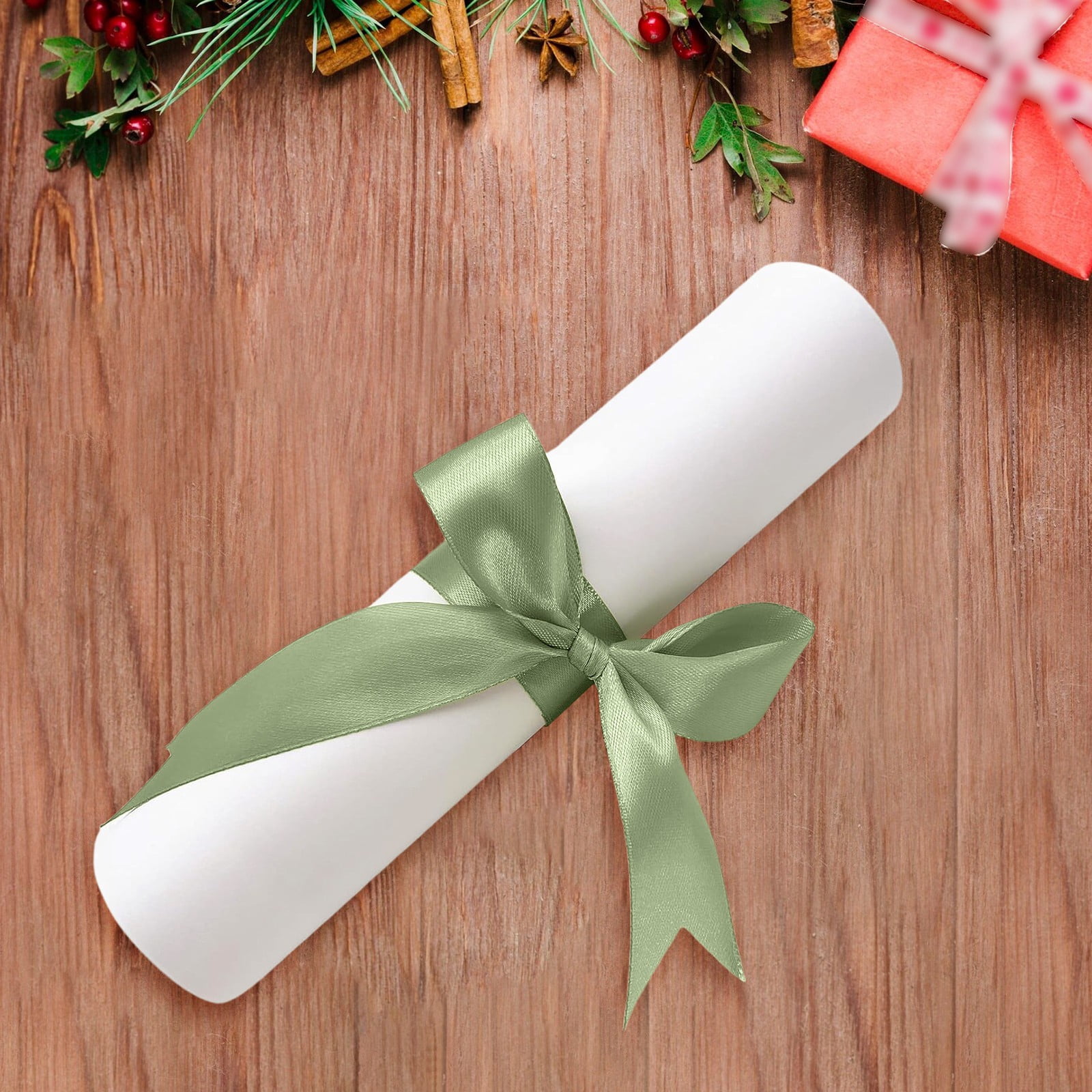 Satin Ribbon for DIY Art Crafts, Christmas Gift Wrapping 1 inch x 24 Yards Ribbon for Flower Bouquet, Hair Bows Making, Wreaths, Special Party Decoration, Sewing Projects, 1Pc(Green,866x1")