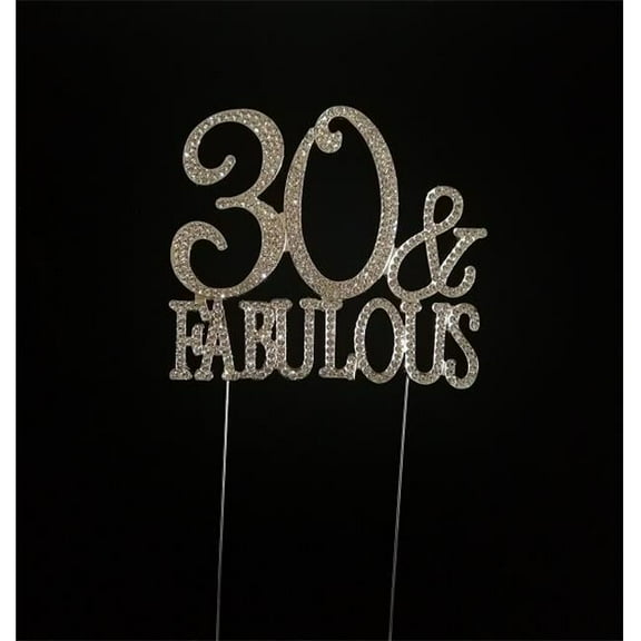 Tian Sweet 33015-30F 30 Fabulous Rhinestone Monogram Cake Topper - Silver