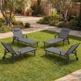thumbnail image 3 of Harbweb Outdoor Chaise Lounge Chair Set of 4, 5-Position Adjustable Sun Tanning Chair with Pillow, Aluminum Patio Lounge Chair with Wheels & Armrests for Garden, Beach, Patio, Pool, Gray, 3 of 9