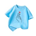 thumbnail image 3 of Toddler Shirts Kid Leisure Graphic Fashion Round Neck Short Sleeve Tee Summer Wear Girls' Tops, Tees Blue 11 Years-12 Years, 3 of 5