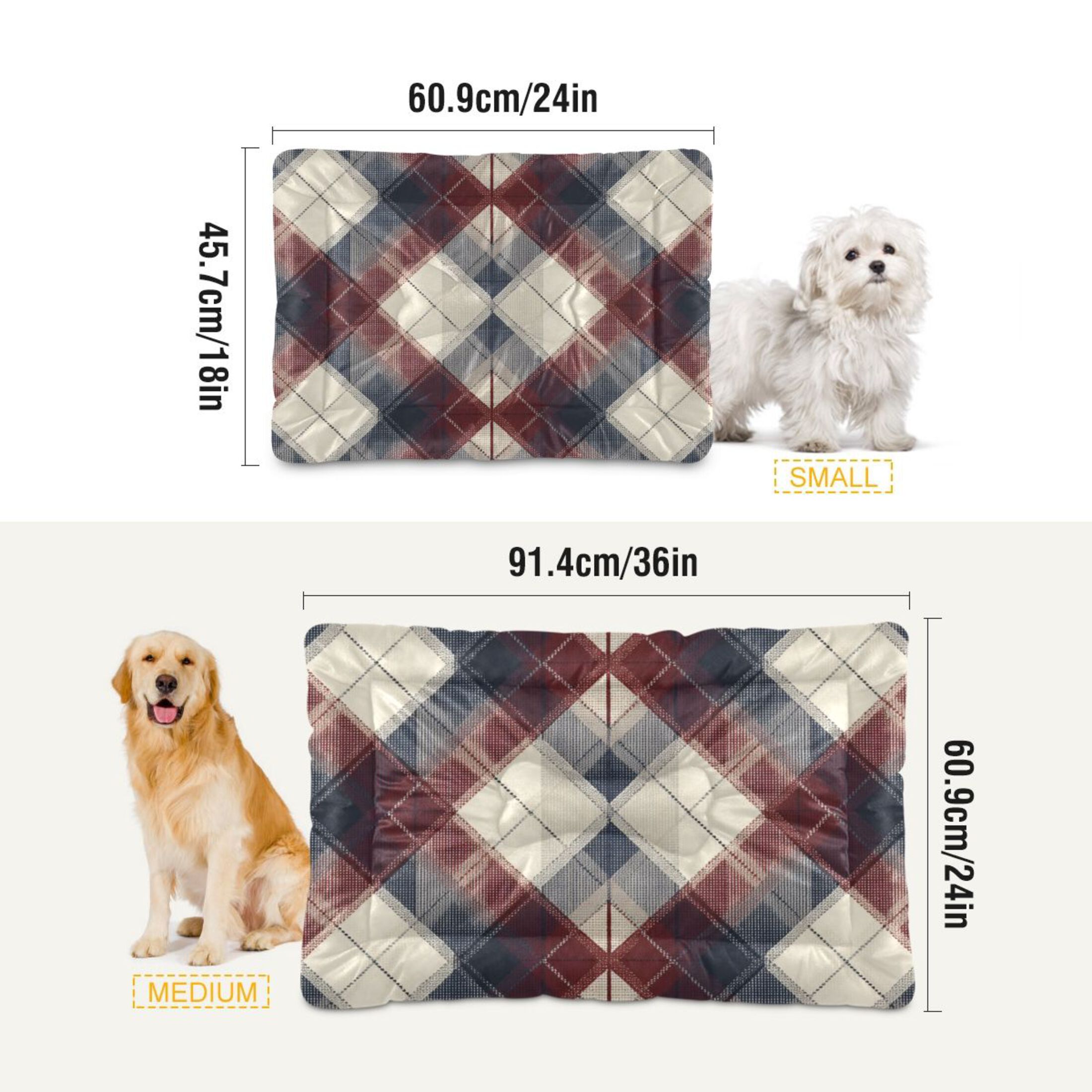 Cozy Mat Pet Bed Indoor Outdoor Warm Soft For Cat Dog Puppy(S/M) Plaid in Navy Blue