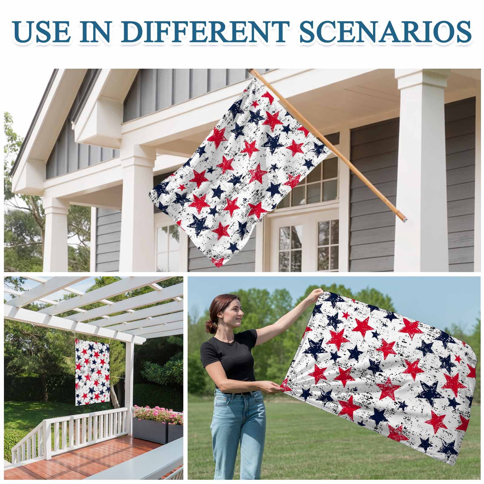 4th of July Flags for Outside 3x5 ft Red White Blue Stars Stripes Outdoor Flags Double Sided Grommets House Banner Vintage USA Flag Patio Yard Flag for Outdoor Party Porch Independence Day