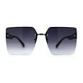 thumbnail image 2 of Womens Rimless Oversize Rectangle 90s Butterfly Sunglasses Gold Black Smoke, 2 of 4