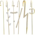 thumbnail image 1 of Pendientes de mariposa de circonita para mujer, aretes de mariposa con forma de puño y diamantes de imitación, con clip alrededor de la oreja, aretes de hada para niñas, 6 unidades, 1 of 5