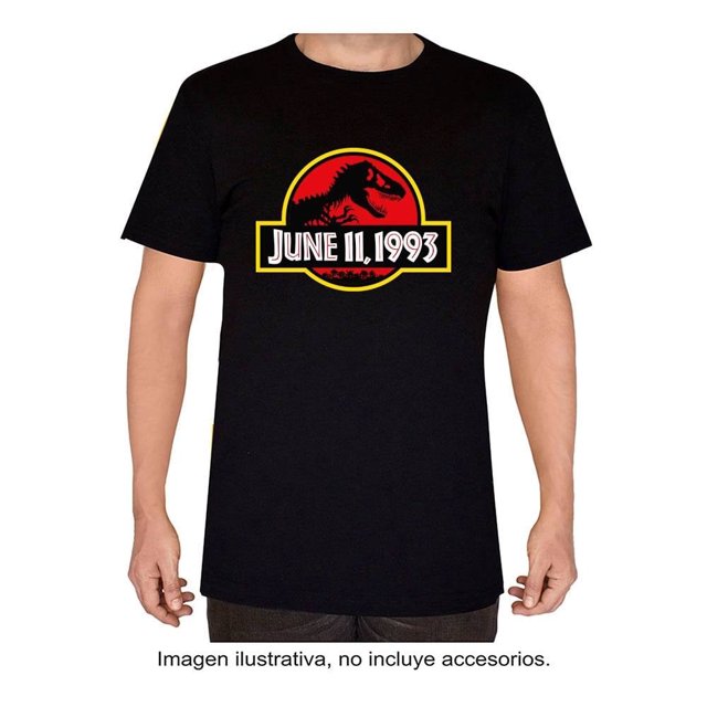 Playera Jurassic World Talla G Manga Corta con Estampado Logo Clásico Negro