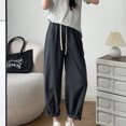 thumbnail image 2 of YUGYXL Casual Cotton Linen Pants for Women 2025 Trendy Drawstring Loose Trousers Summer Stretch Waist Lightweight Long Pants Gray S, 2 of 5