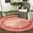 thumbnail image 2 of SAFAVIEH Beach House Lynette Medallion Indoor/Outdoor Area Rug, Red/Creme, 6'7" x 6'7" Round, 2 of 10