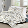 Full/Queen Quilt 3 Piece Set Coastal Anchor Seashell Coverlet Bedspread, Gray and Tan