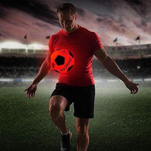GlowCity Light Up LED Soccer Ball Blazing Red Edition|Glows in The Dark with Hi 