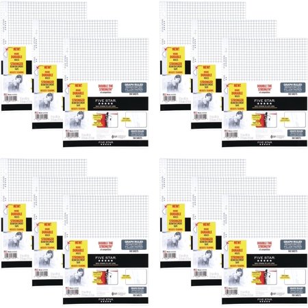 Five Star Loose Leaf Paper, 3 Hole Punched, Reinforced Filler Paper, Graph Ruled, 11" X 8-1/2", 100 Sheets/Pack, 12 Pack (72857)