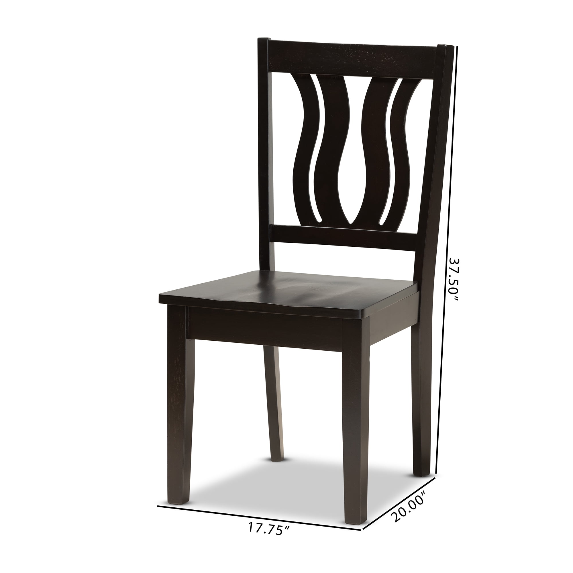 Baxton Studio Fenton Modern and Contemporary Transitional Dark Brown Finished Wood 2-Piece Dining Chair Set