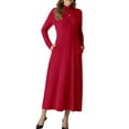 thumbnail image 5 of Cueply Dresses for Women Casual Long Sleeve Fall Spring Mock Neck Pullover Long Dresses with Pockets, 5 of 7