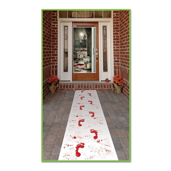 Party Central Pack of 6 Red and White Bloody Footprints Halloween Path Runners 10'