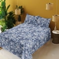 thumbnail image 2 of Ambesonne Leaf Print Fitted & Flat Sheet with Sham 3 Pcs Set, Watercolor Nature Leaves, Twin, Lavender Blue and Dark Indigo, 2 of 5