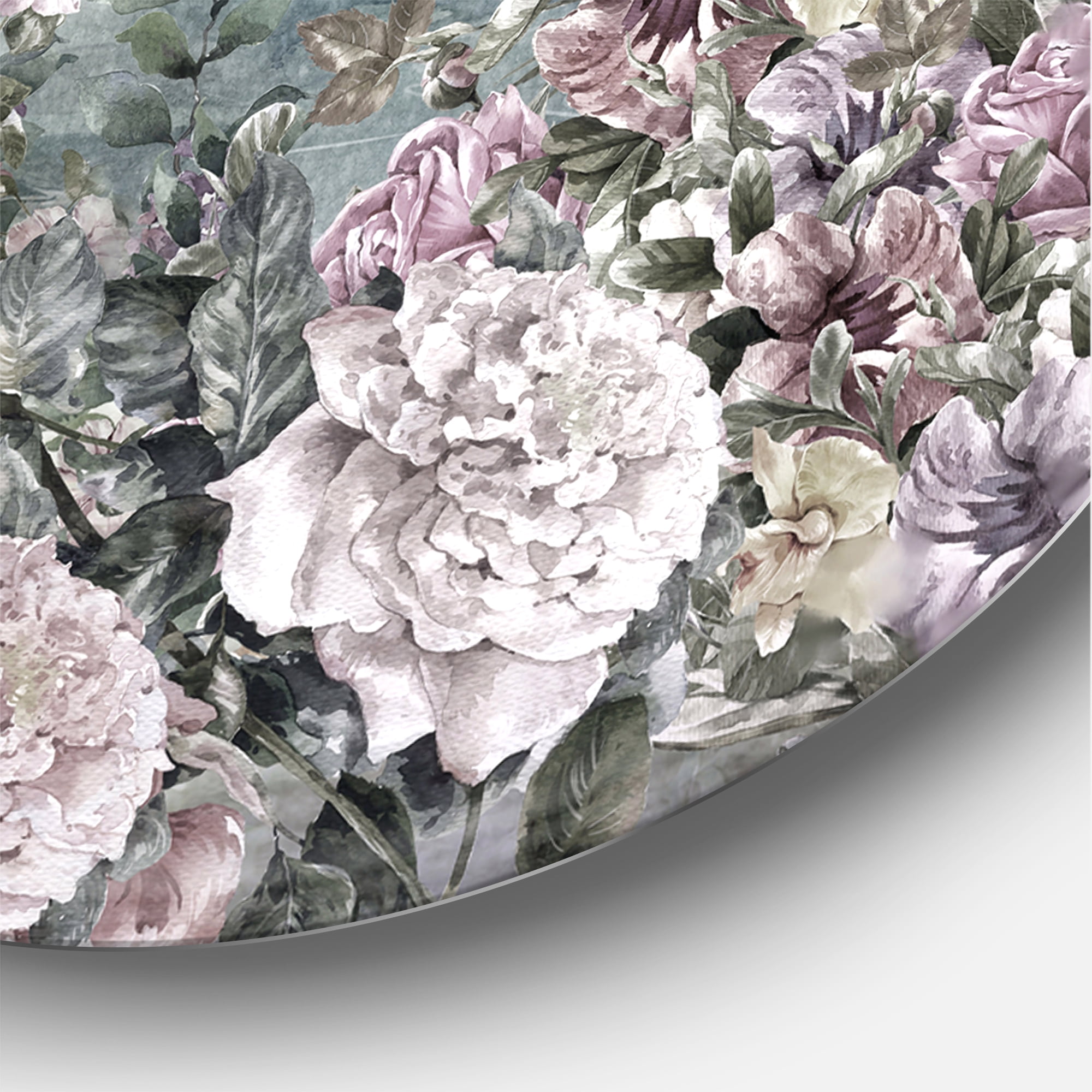 Designart 'Abstract Retro Flowers By The Sea Side' Vintage Circle Metal Wall Art 29x29 - Disc of 29