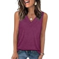 thumbnail image 2 of Brglopf Tank Tops for Women Plus Size V Neck Loose Fit Sleeveless Summer Basic Tee Shirts Business Casual Dressy Blouses Purple 4XL, 2 of 8