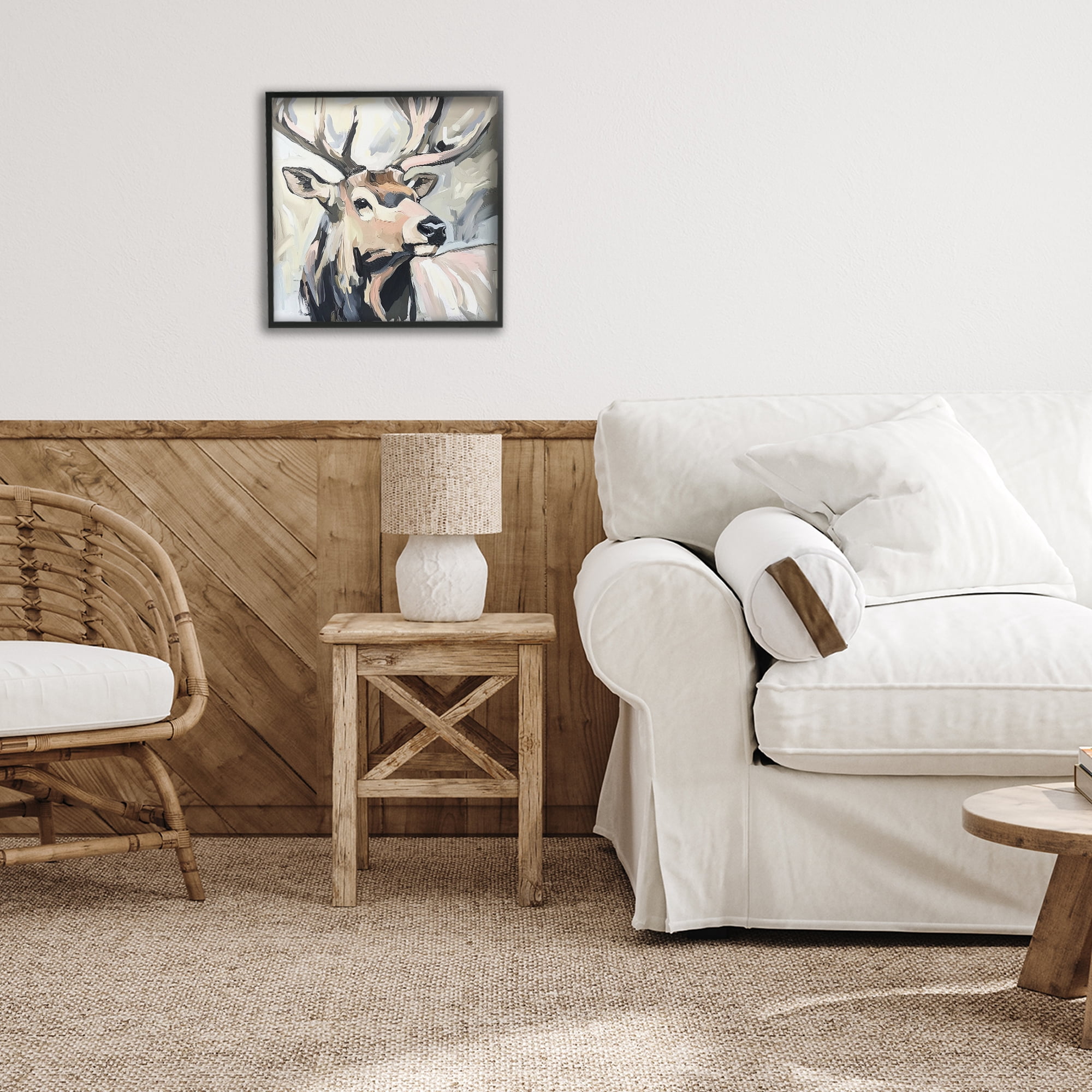 Stupell Industries Neutral Bull Elk Portrait Black Framed Giclee Art, design by Tina LeCour