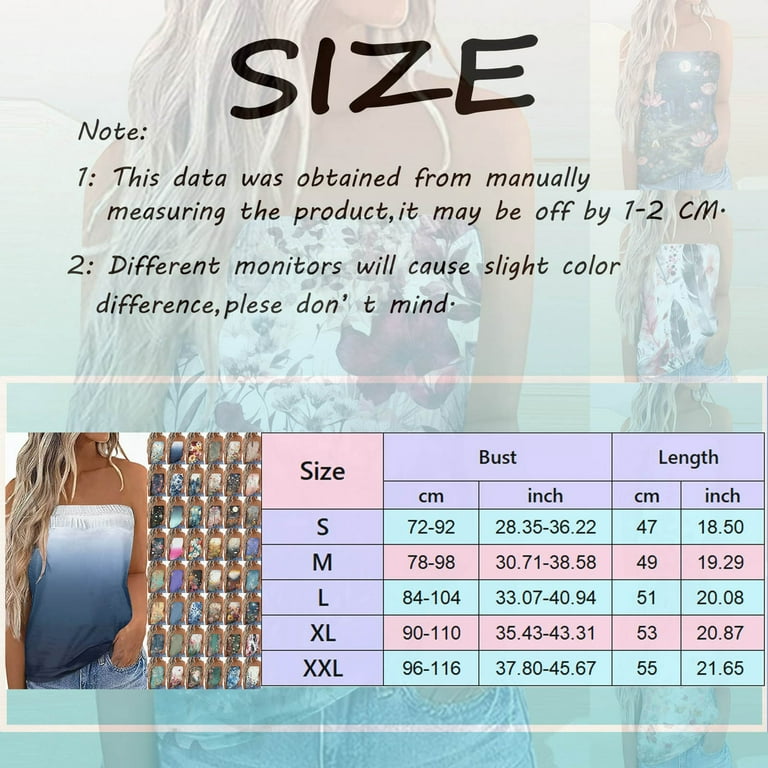 EHQJNJ Camisole Tops for Women Built in Bra Long Women Comfortable Color  Matching Strapless Bandeau Tank Sleeveless Summer Vacation Loose Holiday  Top