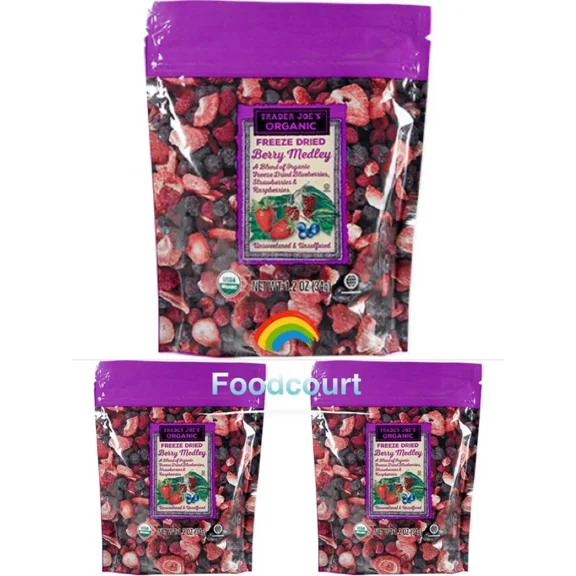 3 PACK Organic Freeze-Dried Berry Medley, 1.2 oz Each – Total 3.6 oz – A Blend of Organic Strawberries, Blueberries, and Raspberries – Healthy, Guilt-Free Snack