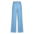 thumbnail image 4 of Drawstring Elastic Waist Casual Wide Leg Trousers with Pockets for Womens Cotton Linen Palazzo Pants, 4 of 9