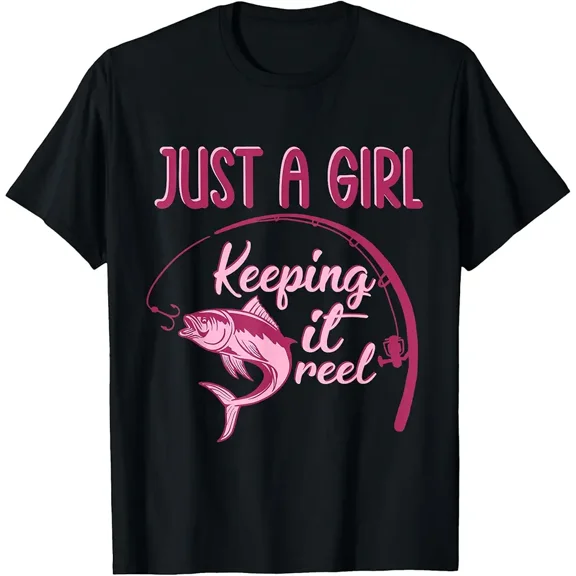Funny Keeping It Reel Fishing Graphic for Women Fisherwoman Short Sleeve Casual T-Shirt