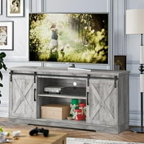 EcoSummer Farmhouse TV Stand for 65  Inch TV, 28" Tall Highboy Entertainment Center with Sliding Barn Doors, Rustic Media Console with Storage Shelves