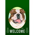 thumbnail image 1 of Bulldog Brindle - Best of Breed Welcome Pineapples Garden Flags. Flag is 12" x 17", 1 of 1