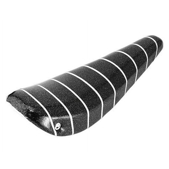 16" Bike Banana Saddle Sparkle Black with Silver Stripe. Banana seat for 16" bikes. Bicycle part for lowrider, BMX, cruiser, bike part.