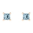 thumbnail image 3 of 0.5 ct Push-Back Stud Earrings for Women | 3.5mm Princess Cut Natural Sky Blue Topaz | 18K Rose Gold, 3 of 5