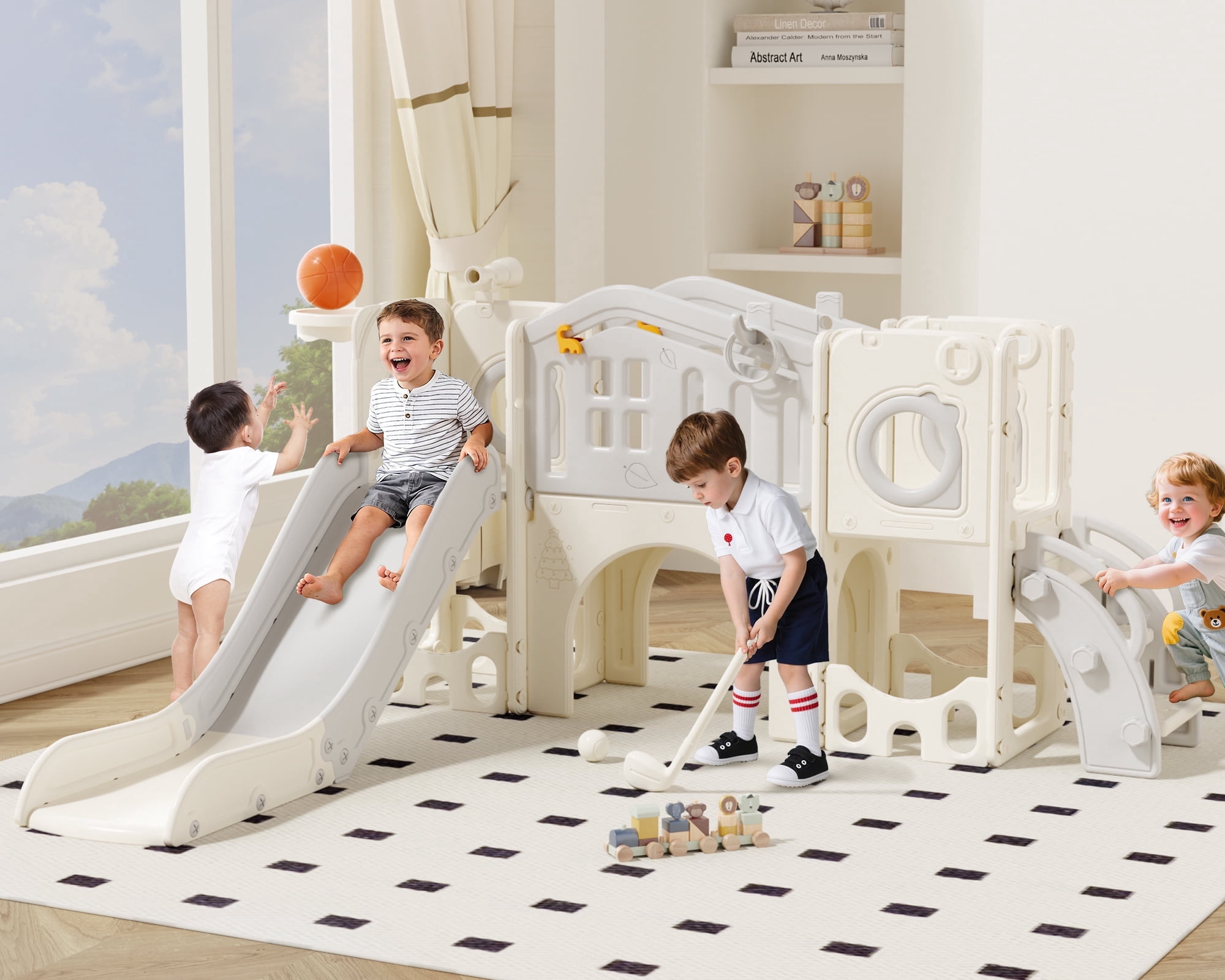 XJD 11 in 1 Toddler Slide PlaySet for kids indoor/outdoor for Toddlers Age 1-3, Gray