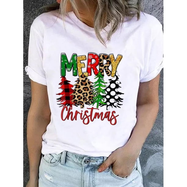 Camiseta de manga corta con estampado de corazón de amor de vino para mujer, ropa de Navidad, moda de Año Nuevo, Camisetas básicas, camisetas gráficas